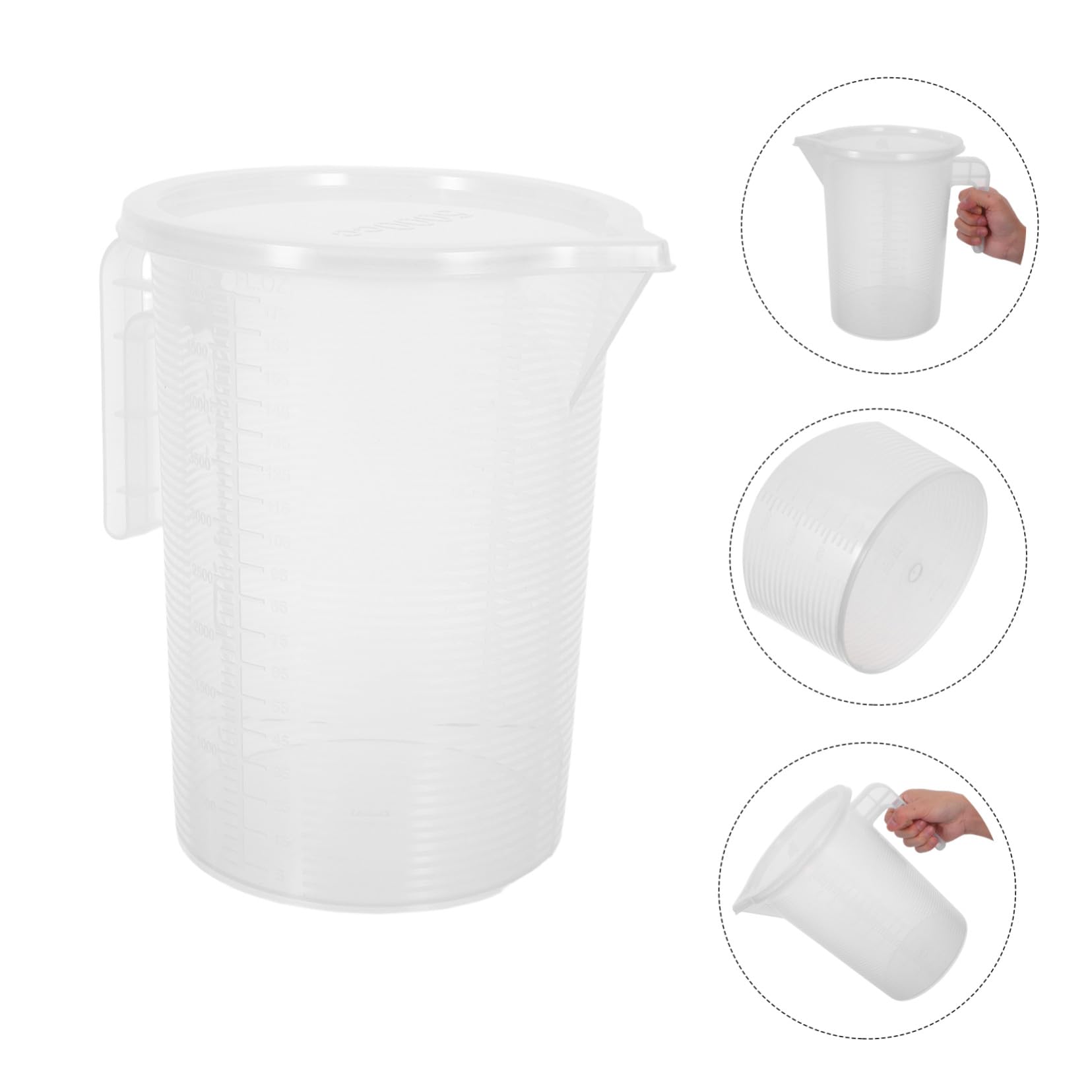 Brocca Graduata con Coperchio 3, 5l Pp Trasparente 2 Pezzi | Misurino per Ingredienti, Scala Precisa Resistente al Calore, per Miscelazione Liquidi e Latte Tè