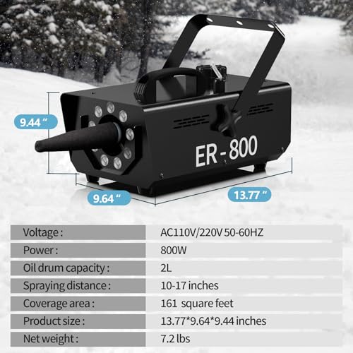 tepu 800w snow maker machines for indoor outdoors adjustable snowflake size with 9 color lights indoor and outdoor use snow maker machines for indoor outdoors for parties eventsblack