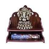 VJ SONS Hölzerner Heimtempel/Heimmandir/Gottesständer für Zuhause/Pooja-Ständer/Home Mandap/Mandapam/Pooja Mandir, mittlere Größe (Dunkelbraun 3)