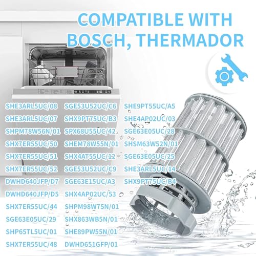 GisWell Microfilter, Premium Mikrofilter Fein Sieb kompatibel mit Bosch Siemens Neff Constructa Küppersbusch, Spülmaschine Zubehör Geschirrspüler Ersatzteil 645038 AP4339631