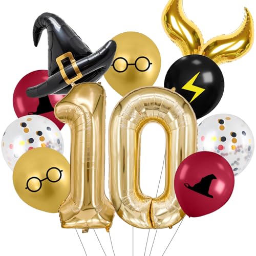 Zailo 40-Inch Number Sparkle Magic Balloons Mystic Wizard Themed Party Decorations Sparkle Wing Ball Balloons for Magic Themed Birthday Baby Shower Party Supplies (Number 10)