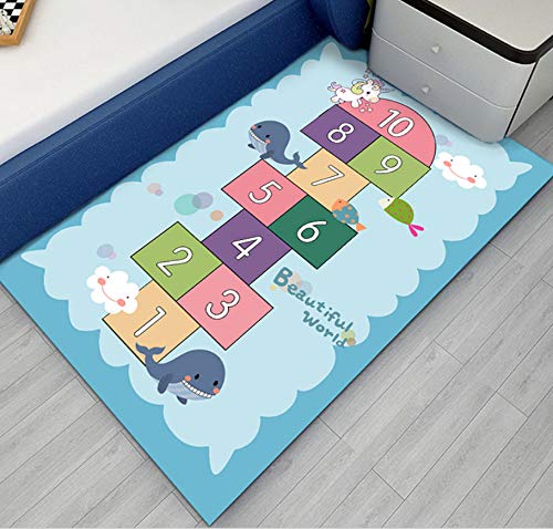 QNYH Alfombra de Juego Digital de rayuela Azul de Dibujos Animados par