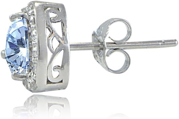 Sterling Silver Genuine or Created Gemstone and White Topaz Trillion-Cut Stud Earrings - Image 2