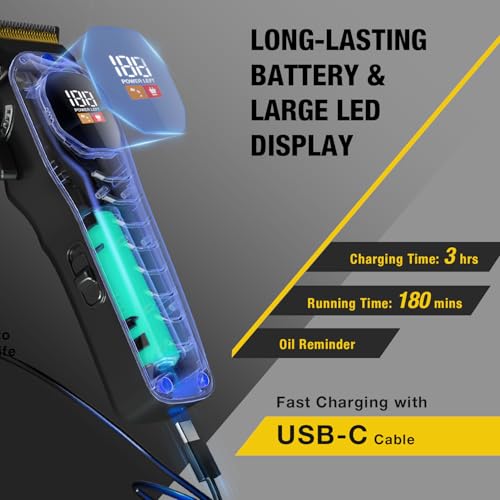 Suprent HC225BX Mens Hair Clipper-Rechargeable Hair Cutting Kits With Led Display, Cordless Hair Clipper For Home Use & Barbers thumb #4