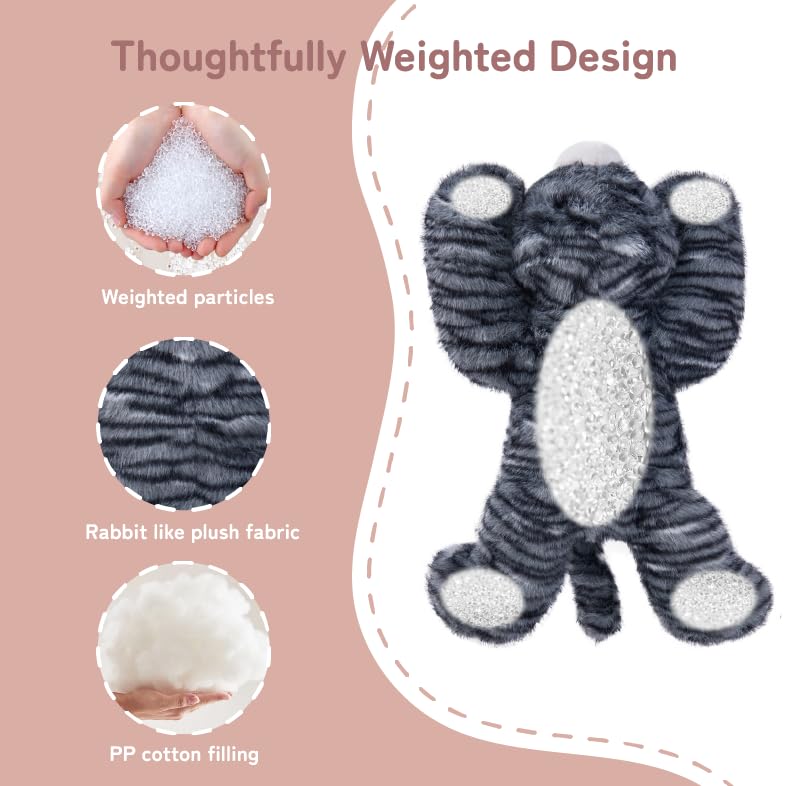 Image of Niuniu Daddy Black Tabby Weighted Stuffed Animal Cat Plush Pillow for Kids | 20 in 3.3 lbs, Heavy sensory lap pad, lying body pillow for sleeping, machine wash, huggable gift, cute plushies