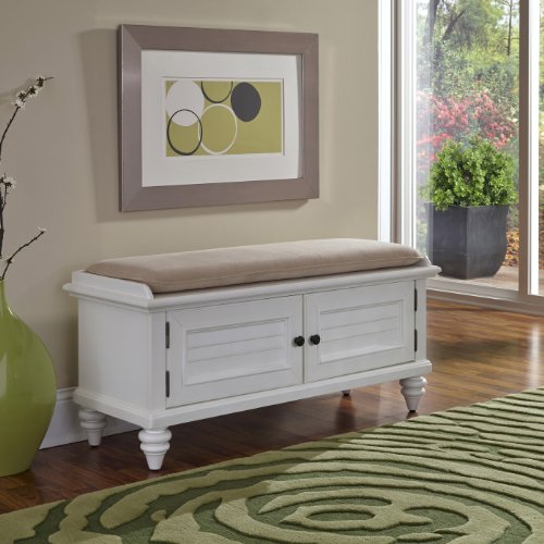 Bermuda Brushed White Upholstered Bench by Home Styles - Thumbnail 3