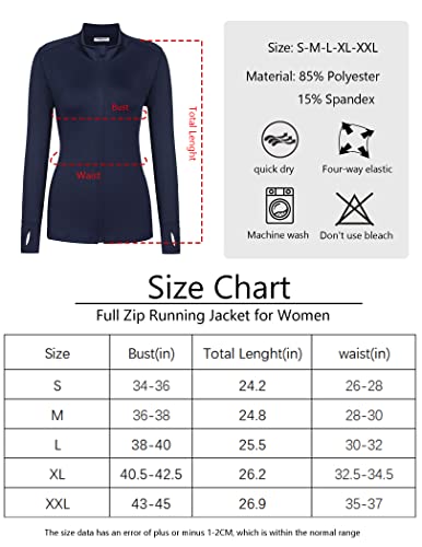 Pinspark Women'S Track Jacket Athletic Workout Running Jacket Full Zip Up Sportswear Lightweight Tops Navy Blue M thumb #5