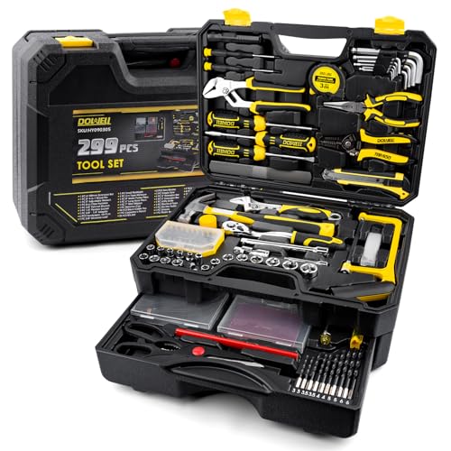 DOWELL 299-Piece Professional Hand Tool Set, Ultimate Drawer Toolbox with Sockets, Pliers, Hex Keys,...