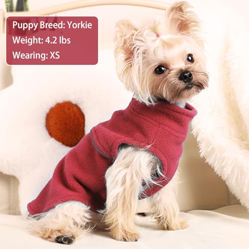 Image of Dog Clothes for Small Dogs Fleece Vest Dog Sweater Boy Girl, Warm Pullover Fleece Doggie Jacket, Winter Pet Ourfit Chihuahua Sweater - Yorkie Clothes, Red, M