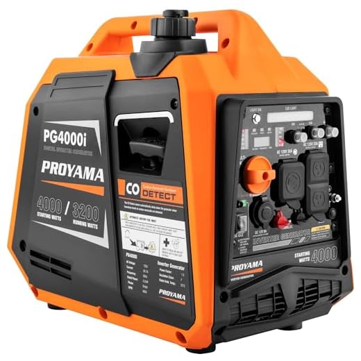 PROYAMA 4000W Portable Gas Inverter Generator, CO Sensor, Digital Interface, RV - Ready, LED Light, ECO - Mode, Parallel Capable, Low Oil Shutoff, Super Quiet and Lightweight with Weatherproof Cover