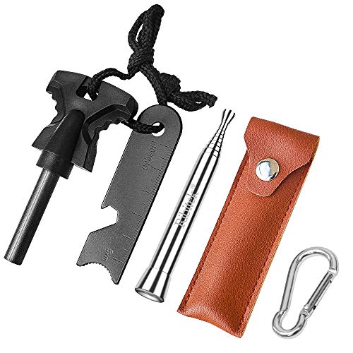 Ribitek 火吹き棒 火打ち石 メタルマッチ ファイヤースターター マグネシウム棒 ひふき棒 火吹き 火打石 耐久性 伸縮性 コンパクト カラビナケース付 収納袋付き アウトドア キャンプ バーベキュー 緊急災害などに対応