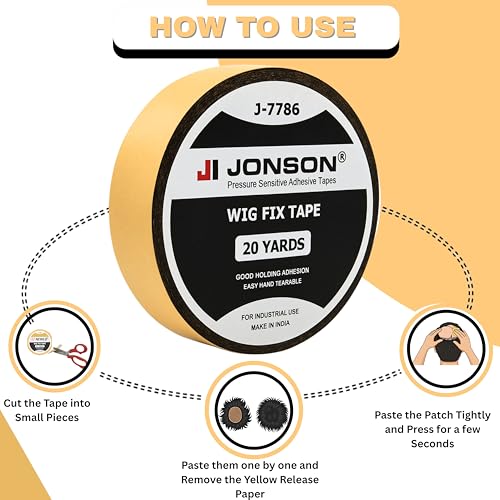 Image of Jonson Hair Wig Fix Black Tape | Strong Hold 7-14 Days | Water & Sweat Resistant | Skin-Friendly | Easy to Apply & Remove | 20 Yards