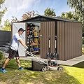 DWVO 8'x6' Large Metal Outdoor Storage Shed, Heavy Duty Tool Storage Sheds for Backyard Patio Lawn - Ideal for Bicycles, Garden Tools, and Lawn Equipment, Easy-to-Assemble, Brown