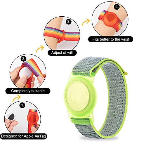 Image of Bracelet for AirTag Kids,Protective Cover for Air Tag with Nylon Wristband | Adjustable for Air Tag Bracelet,Anti Lost GPS Trackers Case Elastic Watch Band for Toddlers Girls Boys Elders
