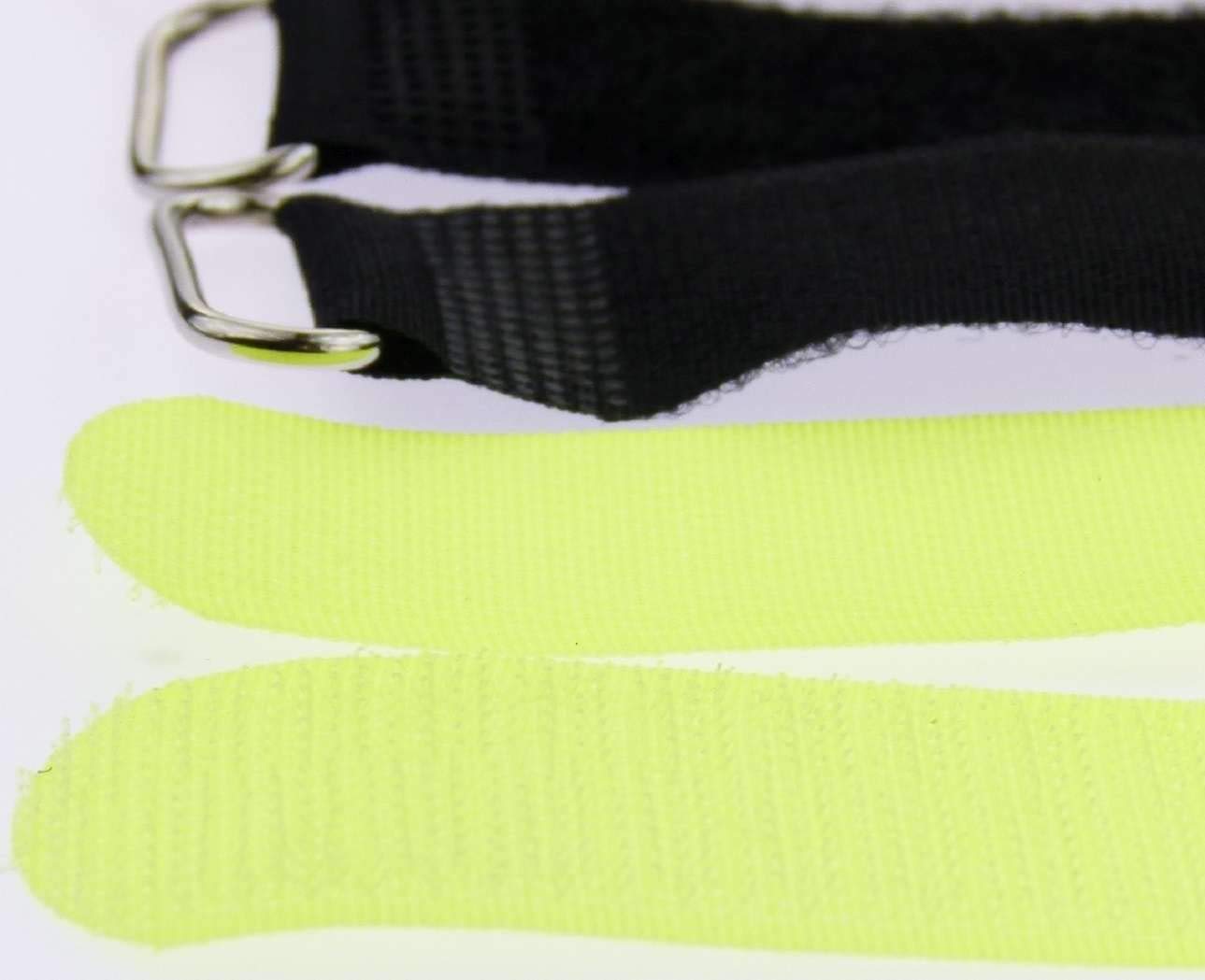 100x 30 cm x 25 mm wiederverschließbare Klett-Kabelbinder NEON GELB mit Metall-Öse - Kabel-Klettband 300 mm wiederverwendbar