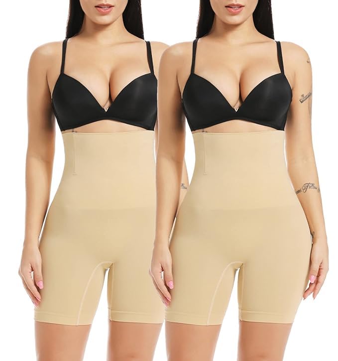 KROYWEN Women’s Nylon Spandex No Rolling Down High Waist Tummy Control/Tummy Tucker/Butt Lifter/Body Shaper Shapewear with Lace