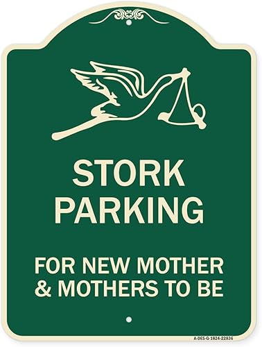 Miniatura 1 de SignMission Designer Series - Letrero arquitectónico de aluminio de calibre pesado de 18 x 24 pulgadas, diseño de cigüeña para nuevas madres y