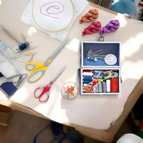 Image of Scissors Set Stainless Steel Multicoloured Scissors at Different Sizes for Household Home & Kitchen Office, Art & Craft Sewing Cloth Cutting Tailor Scissors (Pack Of 3)