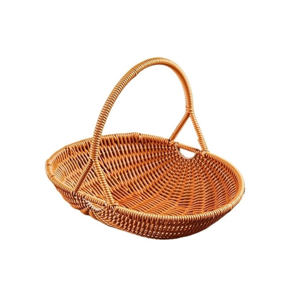Zhaoj24-05 Fruit Racks Household rustic style Imitation Rattan Woven Storage Basket for Fruit, Vegetable