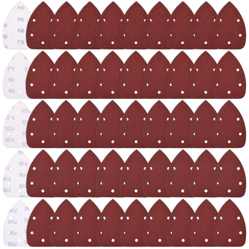Coceca Mouse Detail Sander Sandpaper Sanding Paper Assorted Sanding Pads 40 80 120 180 240 Grits (50pcs Mouse Sandpaper)