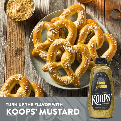 Image of Koops' Mustard Gluten-Free, Kosher, Made in USA, From Quality Mustard Seeds, Creamy and Traditional Bavarian Recipe (12 Ounce (Pack of 1), Stone Ground)