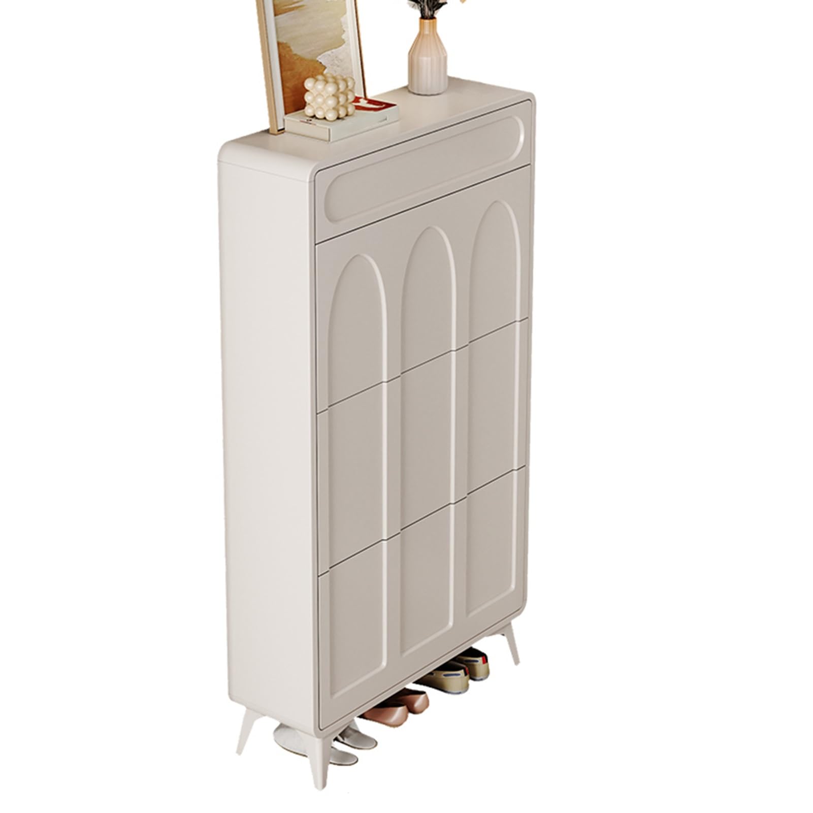 Meuble à chaussures gain de place avec 3 portes rabattables pour petit espace