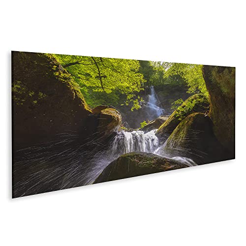 islandburner Pintura lienzo Montaña cascada en primavera bosque ASYB foto impresión decoración de la pared Sala