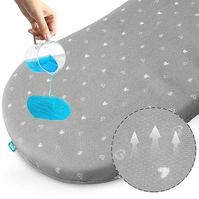 Bassinet Mattress Pad 18 x 30, Compatible with Halo Bassinest Swivel, Flex, Glide, Premiere & Luxe Series Sleeper, Waterproof Breathable Soft Baby Foam with Removable Zippered Cover, Grey