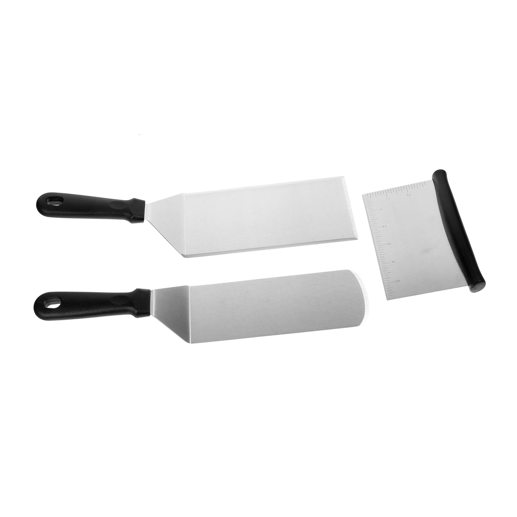 SOLUSTRE Spatola per Cucina in Acciaio Inossidabile e Pp Set 3 Pezzi per Girare e Mescolare, Utensile Resistente per Barbecue e Padelle Antiaderenti