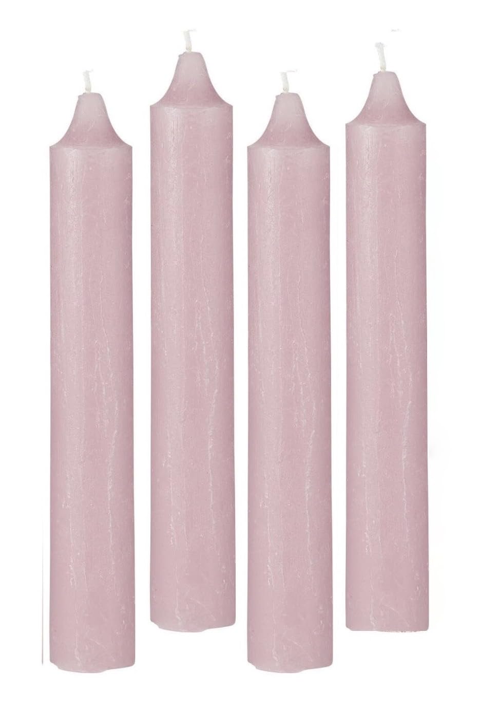 4er Pack Rustikale Stabkerzen H:25 cm Ø:3,8 cm diverse Farben Brenndauer 22 Stunden Kerze Advent Weihnachten Deko, Farbe:Hellrosa