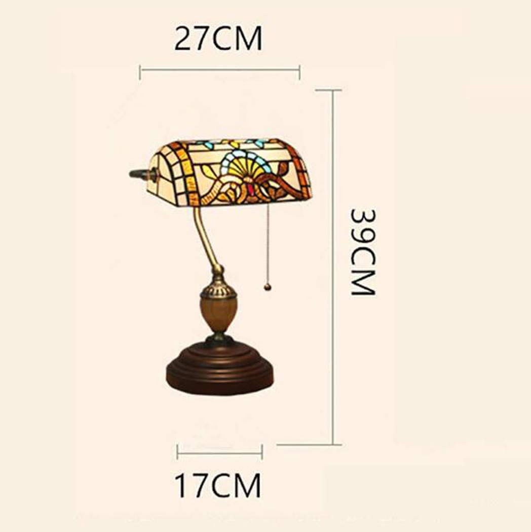 Tiffany-Stil Bank Lampe Europäische Art-Weinlese Buntglas-Tabellen-Lampe Für EIN Großes Geschenk Der Eltern Und Liebhaber Schmetterlings-Blumen/Tulip/Libelle/Mittelmeer,A