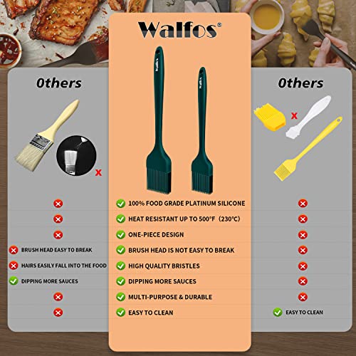 Image of Walfos 600℉ Heat Resistasnt Basting Brush, BPA Free Silicone Pastry Brushes for Cooking, Spread Oil Butter Sauce for Baking Kitchen BBQ Grill, Dishwasher Safe, 2 Size (Large and Samll)
