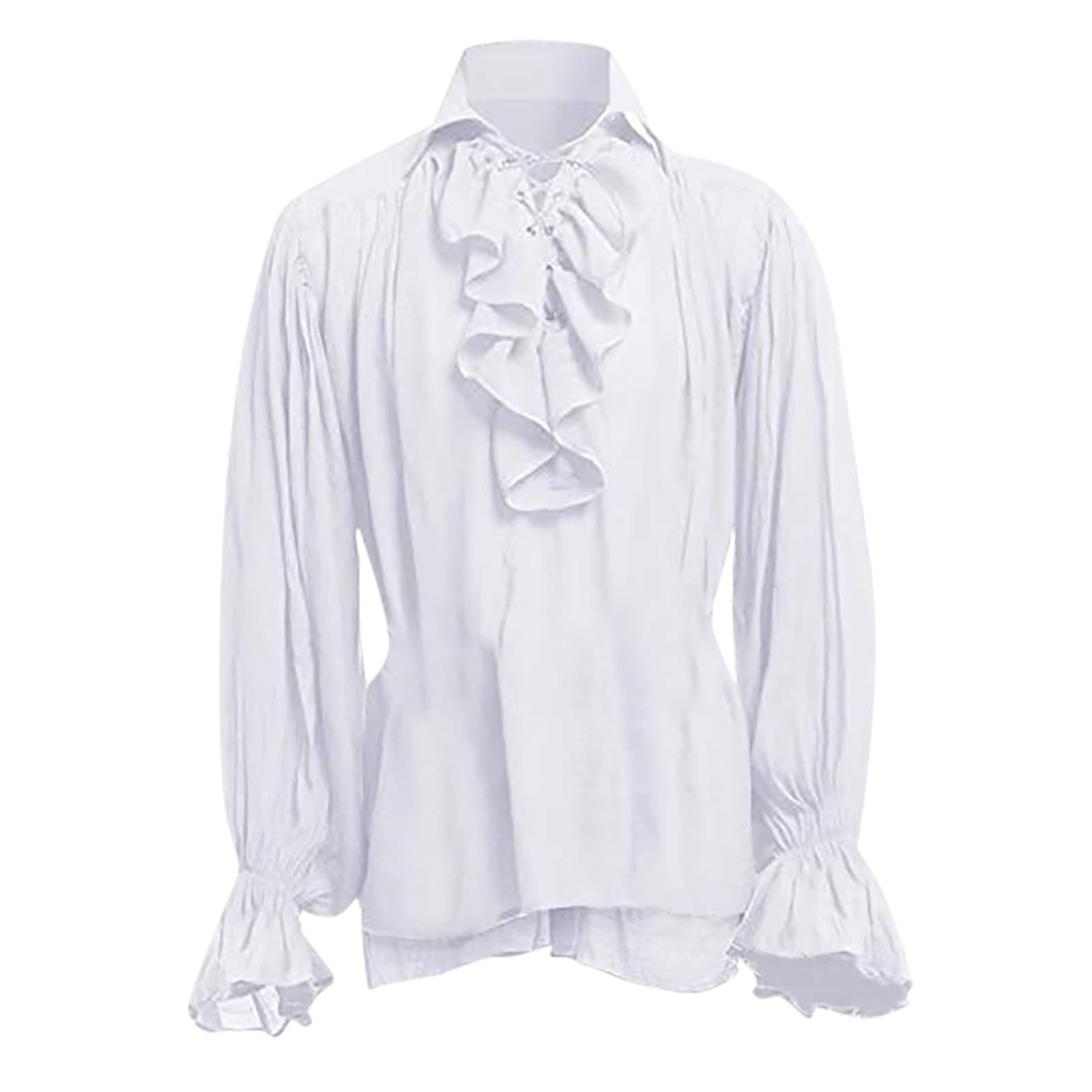 Mens Shirts Long Sleeve Halloween Medieval Costume Men Pirate Top