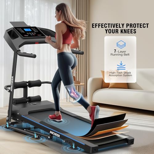 Image of Multifunctional Folding Treadmill with Sit-Up & Incline, 3.5 HP Portable Running Treadmills for Home, 350 LBS Weight Capacity, Smart LCD Display with Heart Rate Monitor & Body Fat Measurement