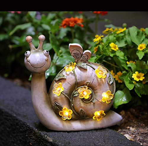Wsgift HH97206 Resin Snail Figurine Lights Solar Powered Outdoor Statue Lights thumb #1