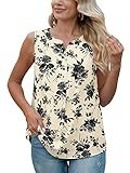 QUEZHU Business Casual Tops for Women Summer V Neck Chiffon Tank Blouse Elegant Classic Sleeveless T