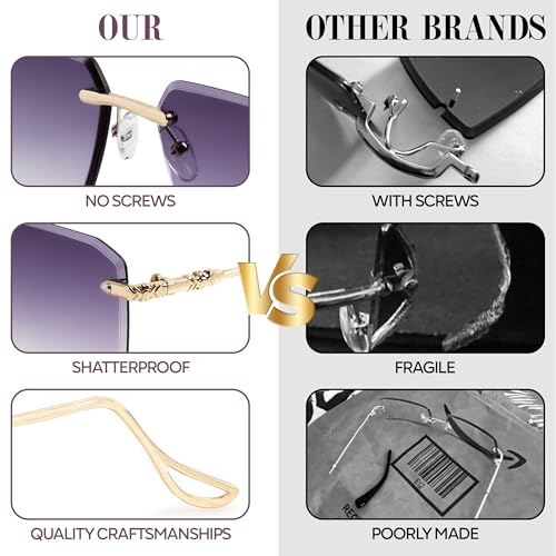 Rimless Rectangle Sunglasses for Men Women Cool Frameless Sun Glasses Vintage Square Eyewear3