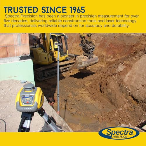Image of Spectra Precision HR150U Laser Receiver for Interior Leveling with red or green beam rotating lasers. Dual Sided LED Display, Magnetic Mount, Includes Rod Clamp and Alkaline Batteries
