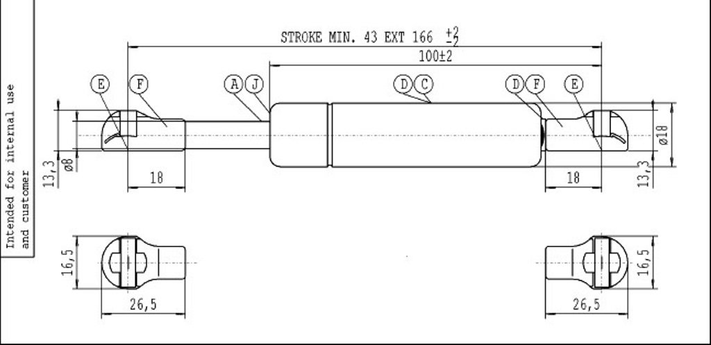 Stabilus Lift-O-Mat Ressort à gaz, noir