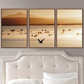 signwin 3 Piece Framed Canvas Wall Art Birds...