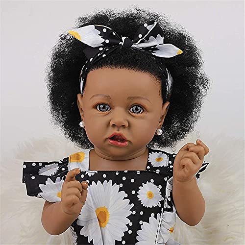 MWKL Reborn Dolls Rebirth Doll 58CM Schwarze Haut Reborn Baby Dolls 23 Zoll Anatomisch Korrekte Neugeborene Puppen… – Bild 5