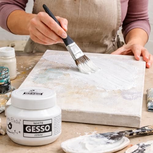 Image of Little Birdie Acrylic Gesso White 225 ML | Premium Water-Based Gesso for Acrylic, Oil Painting & Mixed Media | Water-Resistant Primer for Canvas, Wood, Paper & More