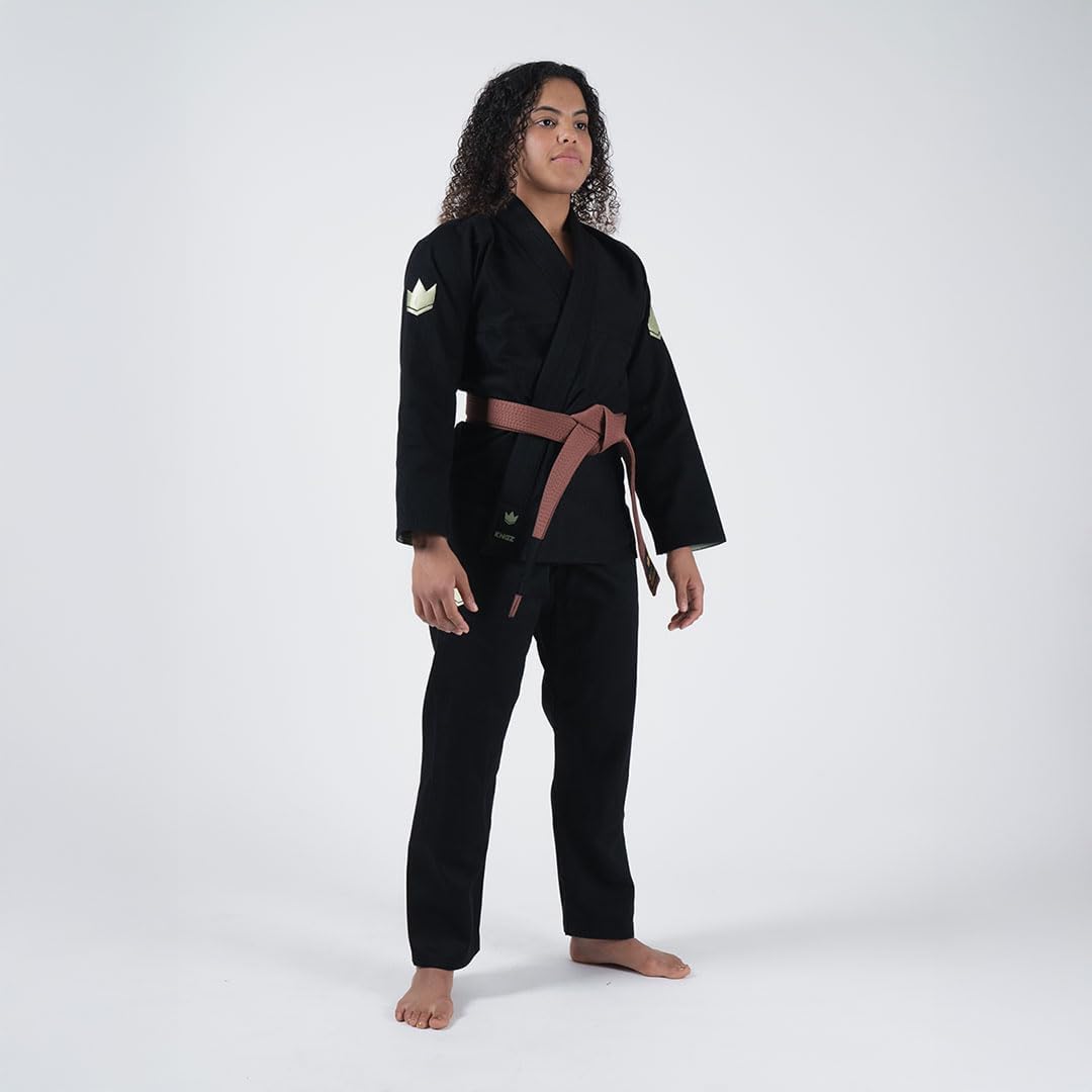 KINGZ The ONE Womens Jiu Jitsu Gi – Black, IBJJF Legal, Lightweight Kimono, Reinforced Stitching, Cord Drawstring