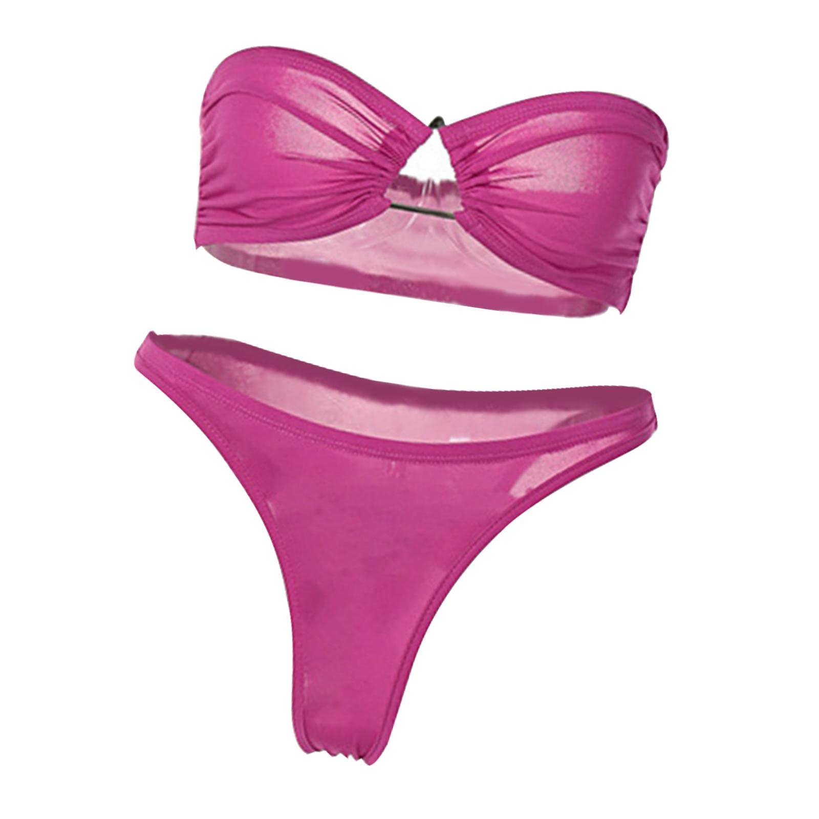 Women Bikini Set Two Piece Bathing Suit Swimsuit Strapless Summer for Beach S Purple-image-26
