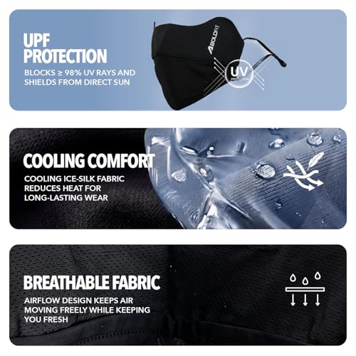 Image of Boldfit Masks for Men & Women, UPF 50+ UV Protection, Breathable Face Mask with Ice Silk Cooling, Adjustable Fit, Moisture-Wicking, Anti Pollution Reusable for Cycling, Travel & Outdoor Sports