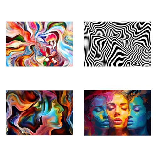 Pequeños rompecabezas para adultos, rompecabezas desafiantes pequeños mini rompecabezas para adolescentes 150 piezas micro rompecabezas abstracto franjas blancas y negras 6 x 4 pulgadas 4 paquetes miniatura 1