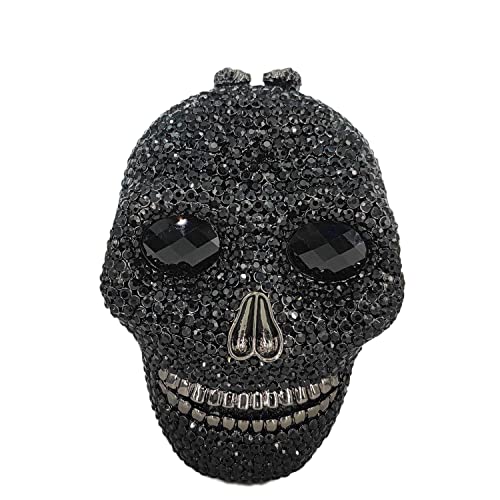 Image of Boutique De FGG Skull Crystal Clutch Purse for Women Formal Rhinestone Clutch Evening Bag Halloween Minaudiere Handbag,Mini