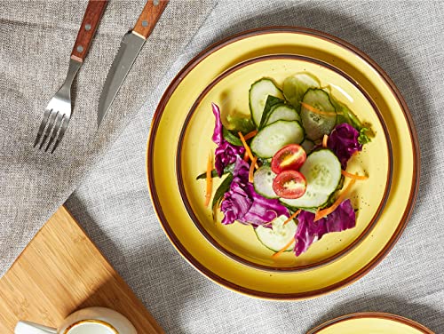 Onemore Ceramic Plates Set Of 6, 8.5 Inch Small Dinner Plates For Appetizer, Salad And Dessert. Oven, Microwave And Dishwasher Safe Plate. Rustic Kitchen Porcelain Dish - Yellow #TOP3