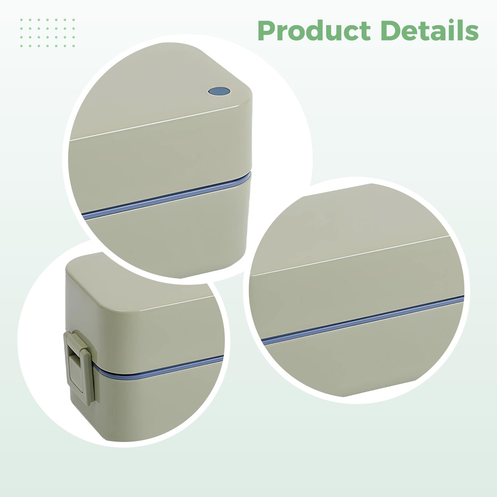 Générique Boîte à bento japonaise 54 oz / 1600 mL, boîte bento à double niveau pour adultes, en PP, fermeture anti-fuite, facile à nettoyer, 8,6 x 3,7 x 4,2 in / 21,9 x 9,5 x 10,7 cm, vert matcha