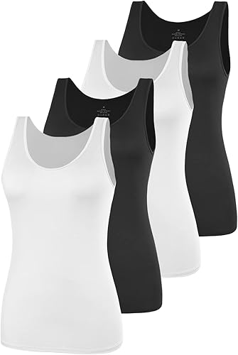 Miniatura 7 de AMVELOP - Camiseta básica sin mangas para mujer, ropa interior, camiseta sin mangas en paquete de 2-4 unidades Blanco,1-bl/Gr/Wh/Pi,1-bl/Wh/Bl/Wh,2